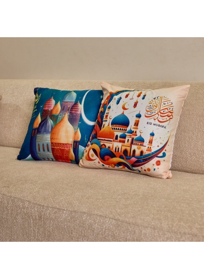 2 كافر كوشن رمضان ديكور إسلامي ملون مقاس 45×45